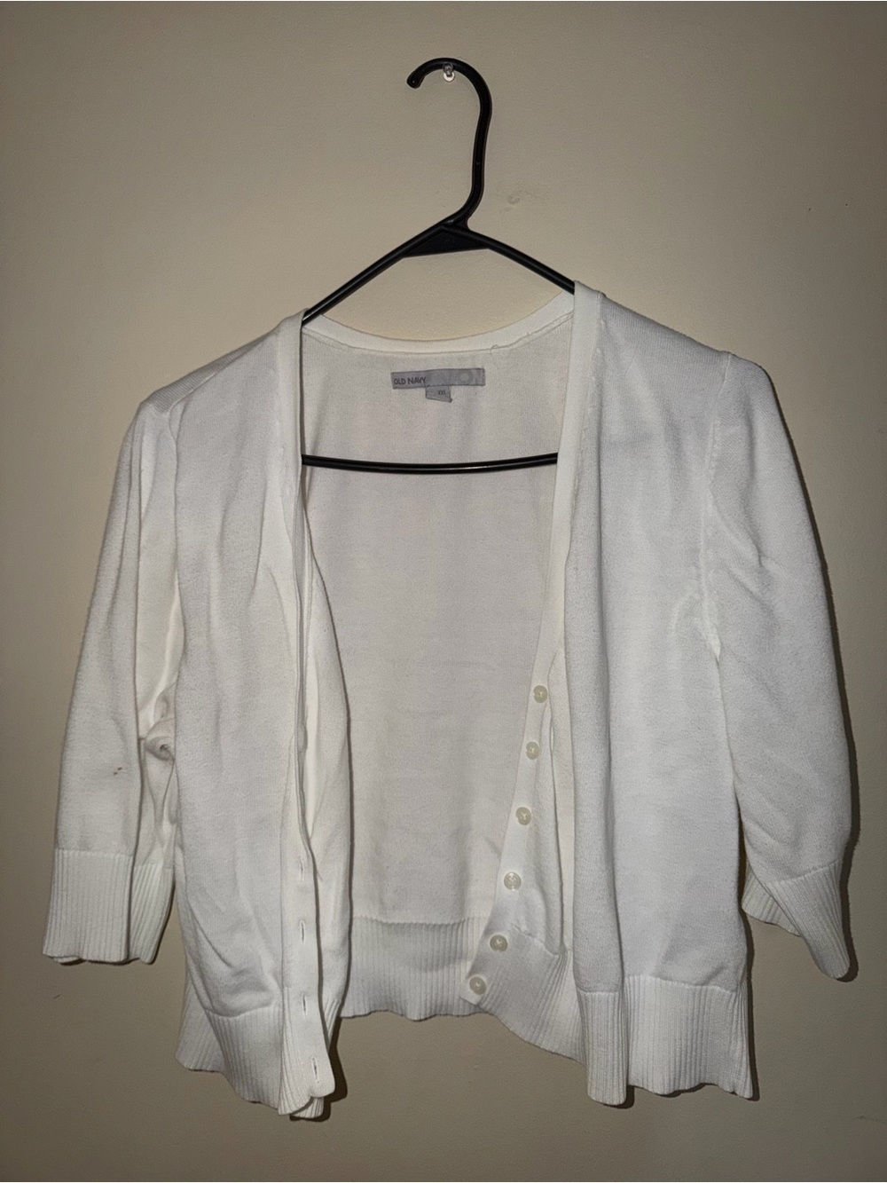 Old Navy White Open-Front Button Cardigan